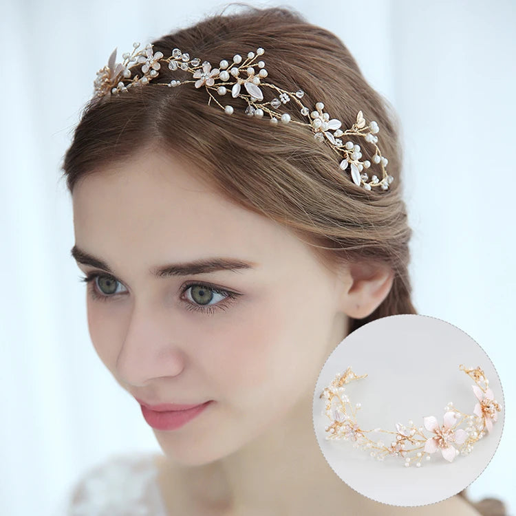 Wholesale Fashion Bride Hair Accessories Handmade Hair Band Jewelry Crystal Pearl Wedding Headpiece for Women