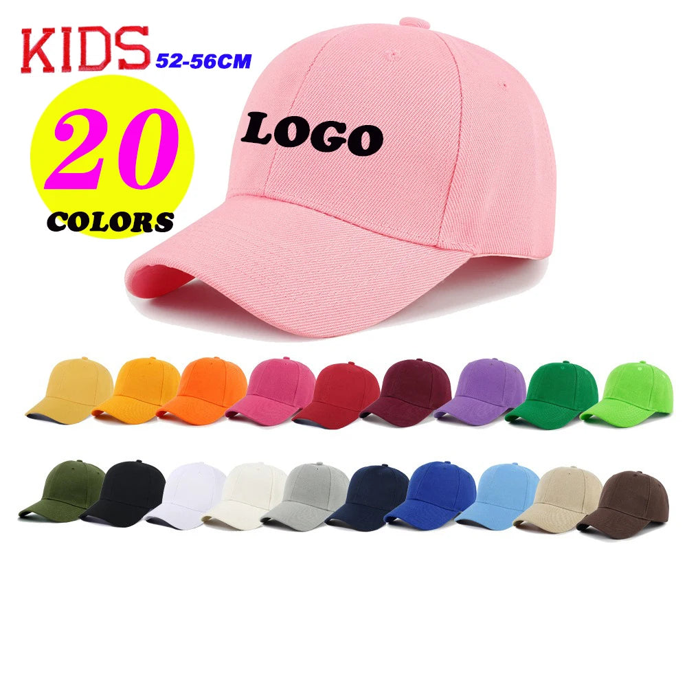 Custom logo Kids Ball Caps Cheap Acrylic Structured Adjustable Blank Boys Girls Fitted Kids Cap