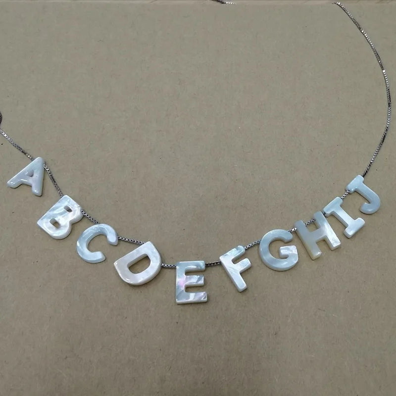 Natural Mother of Pearl Shell 26 Alphabet Letter Beads for Jewelry Making Initial Necklace Bracelet Accessories