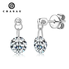 Wedding Valentine Jewelry Gifts 100% Moissanite Diamond Earrings 925 Sterling Silver 6.5mm Solitaire Drop Earrings for Women