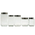 New Shape Large Clear Round Square Glass Canning Jars with Silver Lid for Food Storage and Preservation for Jelly