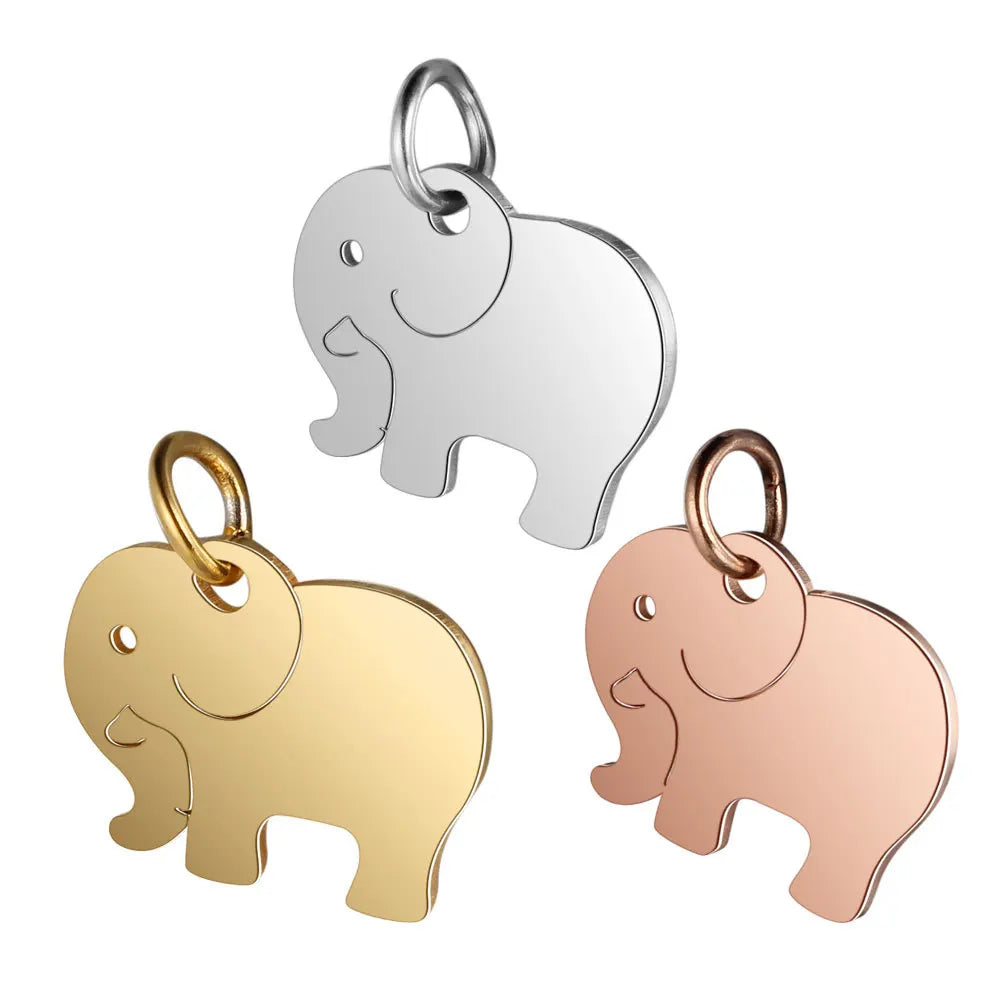 Cute DIY Jewelry Charms Pendants Stainless Steel Jewelry Finds 18k Gold Plated Elephant Charm Pendant Accessories