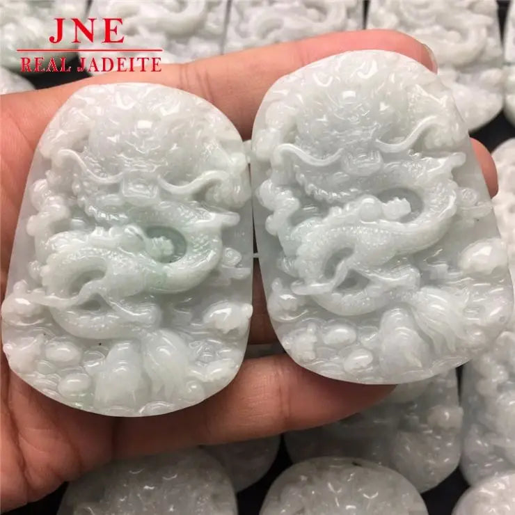Certified Grade a Myanmar Jadeite  Floating Green Dragon Brand Jade Pendant Pendant Jade Handicraft Factory Wholesale