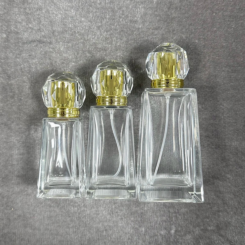 Custom Logo Custom Color Luxury Perfume Bottle 30ml 50ml 100ml Square Glass Pump Sprayer Silk Screen Printing Empty Packaging