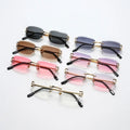 Fashion Trendy Frameless Square Frame Sunglasses Frameless Cut-Edge Rimless Square Small Rectangle Sunglasses