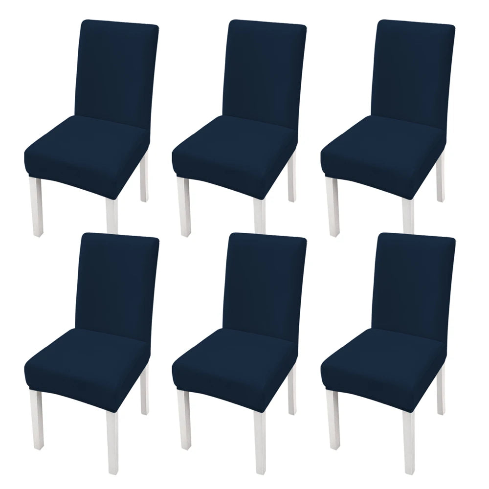 Reador Retailer 6 Pcs Navy Blue Fleece Dining Stretch Spandex Chair Covers for Dining Room