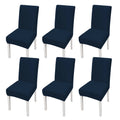 Reador Retailer 6 Pcs Navy Blue Fleece Dining Stretch Spandex Chair Covers for Dining Room