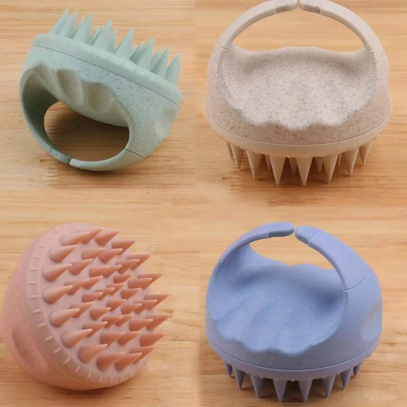 Hot Sale Eco-friendly Wheat Straw Shampoo Brush Soft TPE Waterproof Hair Scalp Massager Handheld Hair Shower Brush for Home Use