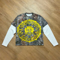 Custom Real Tree Screen Print Graphic T Shirts Heavyweight Waffle Knitted Cotton Custom Camo Double Layer Long Sleeve T-shirt