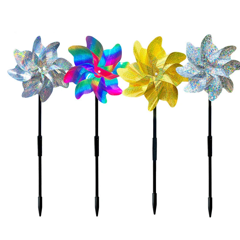 Garden Ornaments Windmill Reflective Pinwheel Repellent Devices Deterrent to Scare Birds Away From Yard Patio Garden Farm