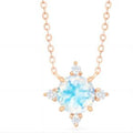 925 Sterling Silver Round Cut Birthstone Jewelry Sunburst Rainbow Moonstone Diamond Necklace