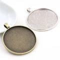 40mm Inner Size Antique Bronze and Silver Plated Colors Simple Fashion Style Cabochon Base Setting Charms Pendant