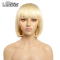 Wholesale 12inch 613 Honey Blonde Straight Front Wig 150% Density Fast Shipping Machine-made Bangs High-quality Human Hair Wig