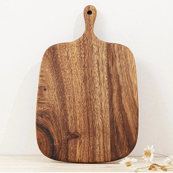 Acacia Wood Oval Wooden Chopping Board Rectangle Platter Paddle Shaped Cutting Display Board Cheese Cutting Board with Handle