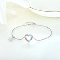Customized Dainty Rhodium Plated Luxury Colorful Zirconia 925 Sterling Silver Heart Bracelets