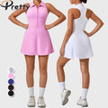 Custom Logo Women Tennis Dress With Pockets Active Wear Lightweight Tight High Waist Golf Badminton Dress Women Yoga Clothing