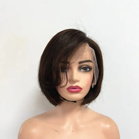 100% Brazilian Human Hair 13x4 Lace Front Short Bob Wig - Natural Transparent Frontal Wig Glueless Curly/Straight Wholesale