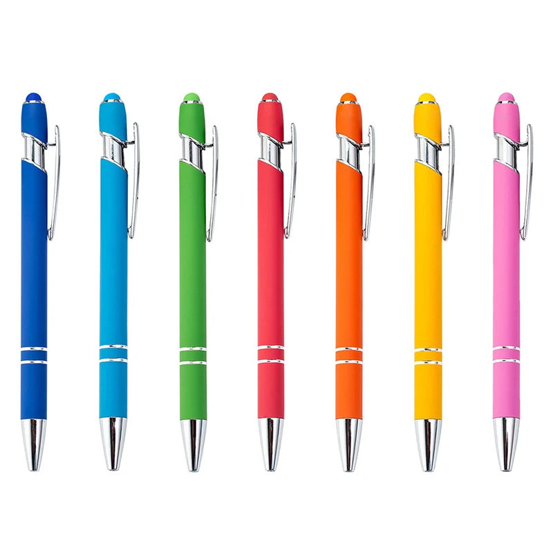 Business Gifts Custom Logo Rubberized Ballpoint Pen Soft Cover Metal Aluminum Touch for Black Ink 1.0mm Novelty Office School