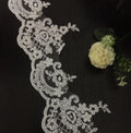 Sequined Polyester White Curtain Border Lace Trim Embroidery Flower LT2231B
