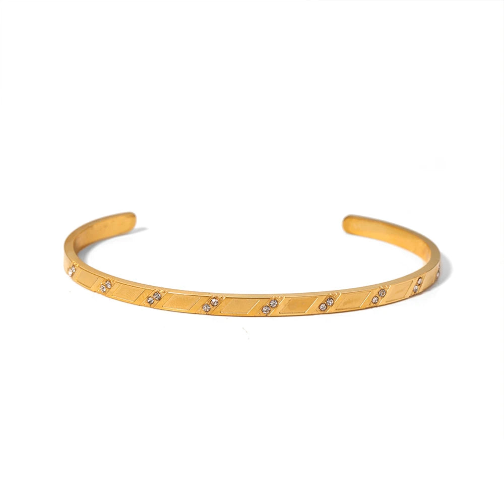 Wholesale Fashion Stainless Steel Jewelry 18K Gold Plating Classic Certified Party Open Cuff Bangles Bracelet for Women