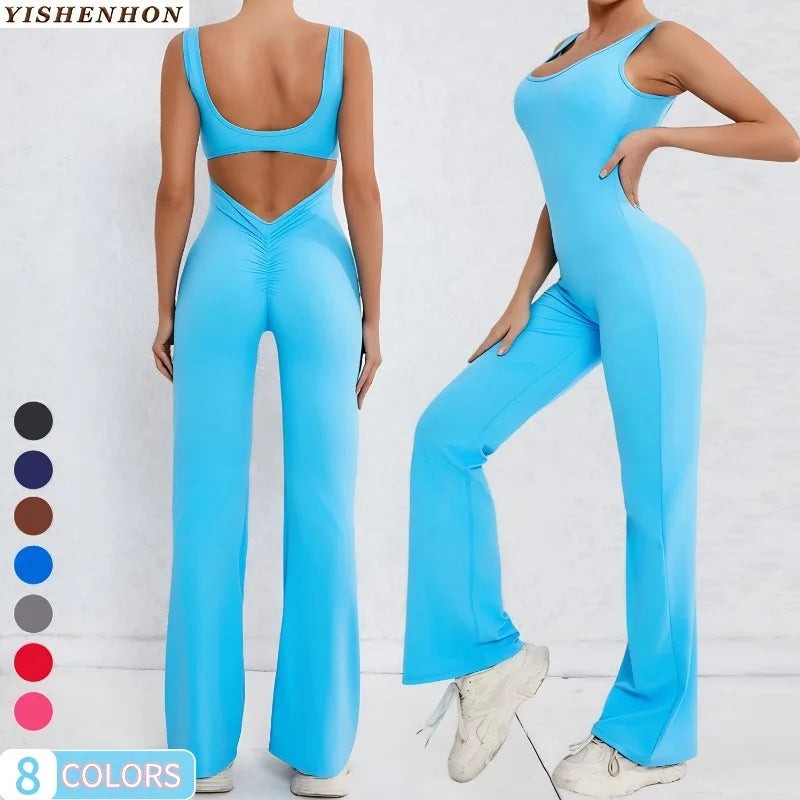 YISHENHON Plus Size High Waist Yoga Bodysuit Breathable Fitness Sports Jumpsuit Gym Workout Active Wear for Women