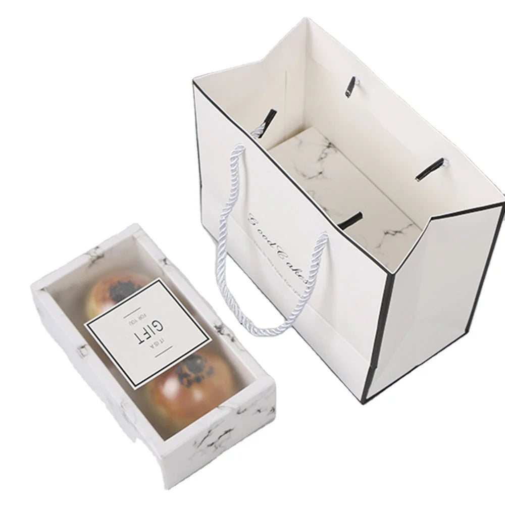 Custom Made Marbling Printed Kraft Paper Bags Packaging for Cake