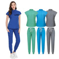 Customized OEM logo Scrub Suit v Neck Doctor Hospital Uniforms Suits Top Jogger Pants Scrubs Mens Unisex Nursing Uniform Set