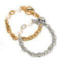 18K Gold Plated Waterproof Stainless Steel Bracelet for Women Dainty Chain Natural Freshwater Pearl Fashion Chain Link Bracelets