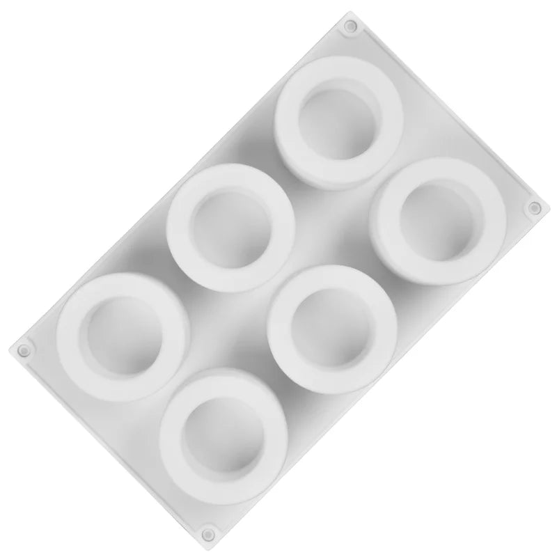 6 Cavity Silicone Mousse Cake Mold Baking Tool Food Grade Nonstick Round Dessert Mould for DIY Pastry Jelly Pudding