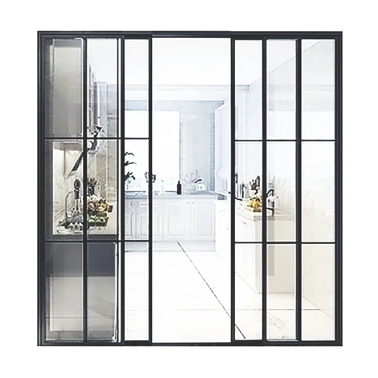 Foshan Manufacturer Aluminium Profiles Double Tempered Glass 3 Panel Patio Slim Sliding Door for House