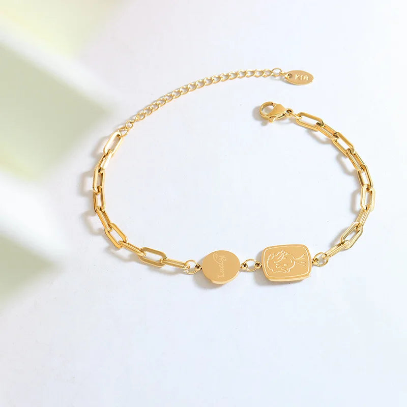 Fashion Jewelry 18k Gold Plated Custom Design Chain Bracelet Bangle Stainless Steel OEM Jewelry for Couples Accesorios Mujer