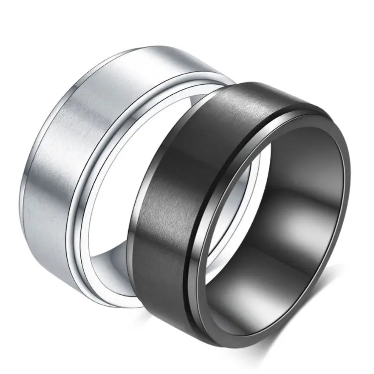 Wholesale Rotatable Spinner Rings Simple Men Silver Black Matte Brushed Rings Creative 8mm Stainless Steel Anxiety Fidget Rings