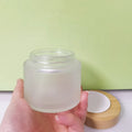 100g 150g 200g Cosmetic Bamboo Lid Face Cream Frost Glass Jar with Bamboo Lid Eco Friendly Cosmetic Glass Jar Cream Jar