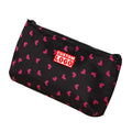 Cute Heart Printed Small Portable Zipper Closure Polyester Cosmetic Storage Bag for Makeup Brushes