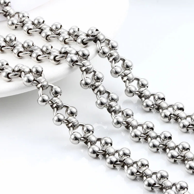 New Style DIY Electrolysis Cuban Triple Chain Watch Band Stainless Steel Handmade Necklace Roll Bracelet Accessory