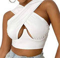 2022 New Arrival 27 Colors Summer Twist Neck Top Crop Woman Backless Halter Cute Black Crop Tops