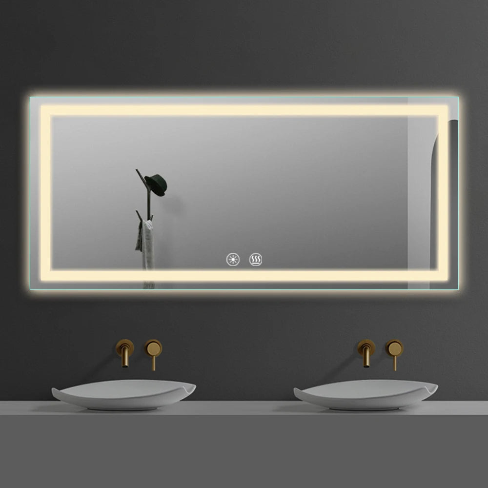 Customized Logo Modern Rectangle Waterproof LED Strip 3-Year Warranty Hotel Bathroom Wall Full Mirror LED Smart Mirror Mirror