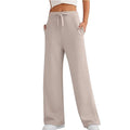 European and American Women's Fashion Solid Color Comfortable Casual Pants Drawstring Elastic Waist Harem Pants