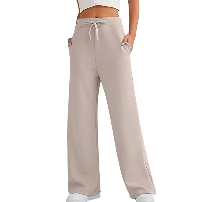 European and American Women's Fashion Solid Color Comfortable Casual Pants Drawstring Elastic Waist Harem Pants