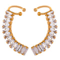 JINYOU 580 Exquisite Luxury Bling Cubic Zircon 18K Gold Plated Stainless Steel Ear Clip on Earrings Stylish Charm Jewelry Women