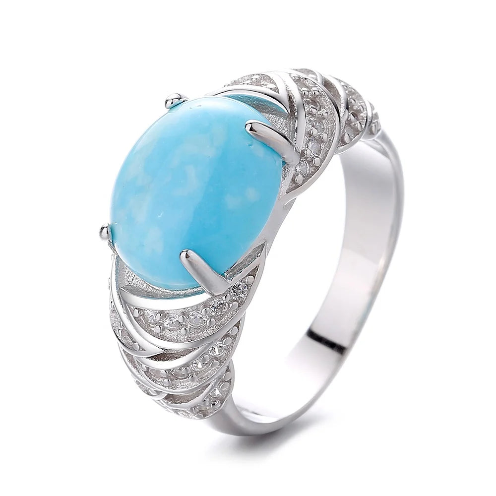 Larimar Designer Rings in Sterling Silver 925 Wholesale