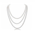 Popular Pearl Shell Shape Long Necklace 8mm Black Glod White Natural Shell Bead Pearl Chain Necklace for Girl's