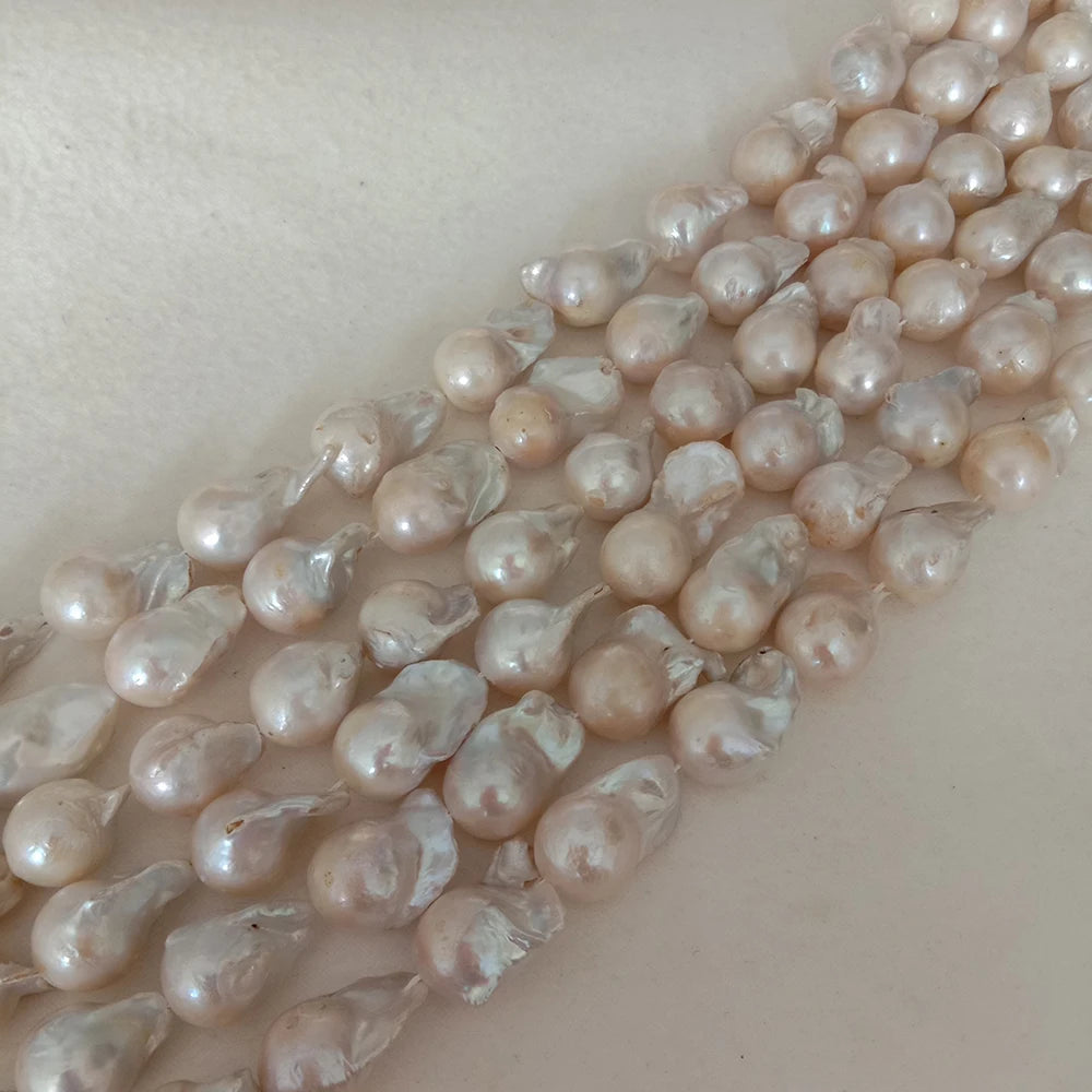 AA 16 Inch Freshwater Loose Pearls 100% Natural Big Baroque Shape 13-16 mm Width Pearl Beads Strand with Few Repairs