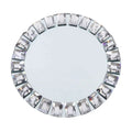 13Inch Diamond Silver Gold Jeweled Rim Beads Table Decorative Glass Mirror Under Serving Chargers Plates for Wedding Event Party