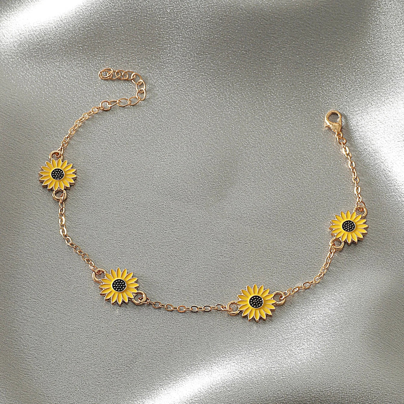 New Oil Dripping Sunflower Anklet Beach Foot Chain Personality Fashion Sunflower Daisy Anklet Jewelry