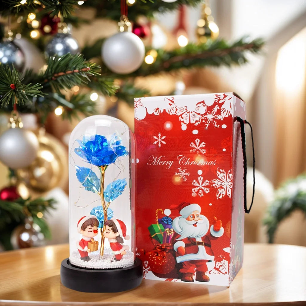 LED Light Luxury Red Rose Artificial Flowers Home Decor Gift for Valentine's Day Mother's Day Christmas Plastic Cover