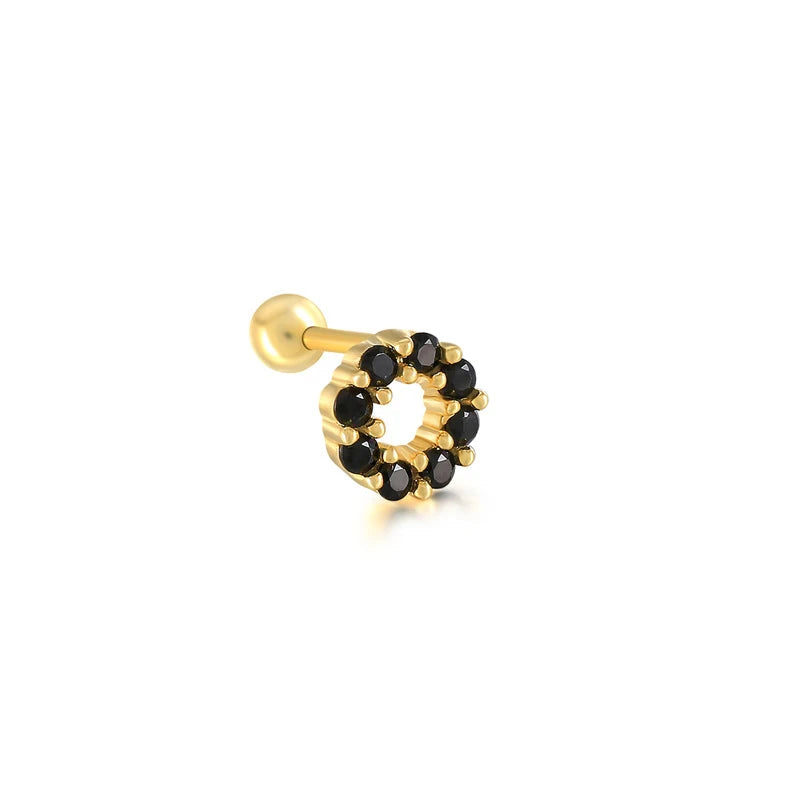 Simple Silver Gold Plated Zircon Round Stud Earrings Engagement Wedding Jewelry Screw Mini Piercing Women