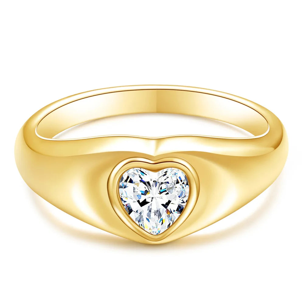 Nabest Stainless Steel Cubic Zirconia Heart Women Ring Jewelry Gift Waterproof PVD Plated Wedding Finger Rings