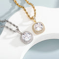 New Simple and Fashionable Square Zircon Pendant with Light Luxury Clavicle Chain Necklace