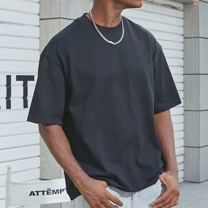 Custom Heavyweight 100% Cotton Over Sized Fashion Drop Shoulder Men Tee Shirt Organic Cotton T-shirt